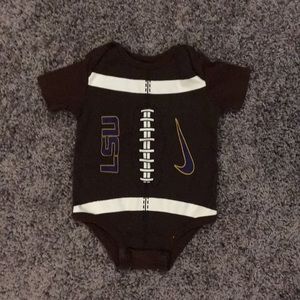 LSU foot ball onesie 3/6M